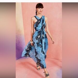 Ulla Johnson Adora Silk Chiffon Midi Dress in Sky Blue Floral – Size 6